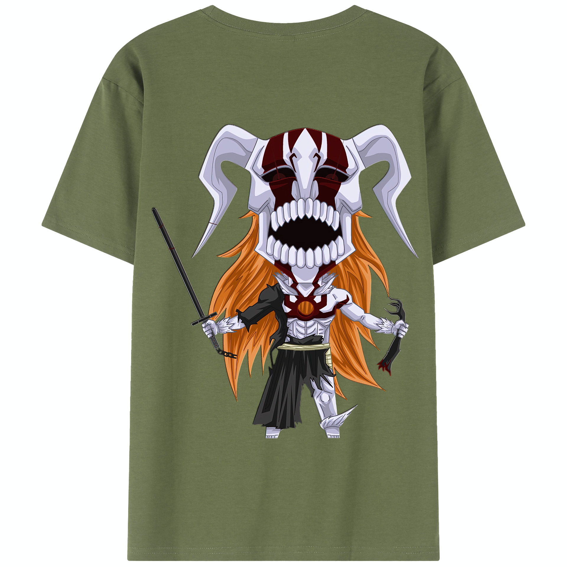 （画像用） ブリーチ 黒崎一護（くろさき いちご）BLEACH Kurosaki Ichigo 綿100％半袖Tシャツ（背面プリント）